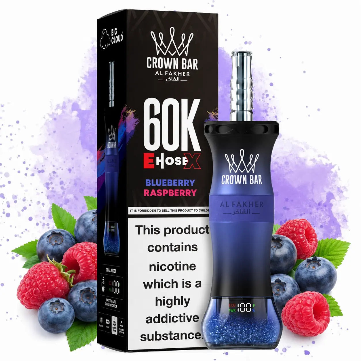 Crown Bar Al Fakher E-Hose X 60000 Blueberry Raspberry Maroc