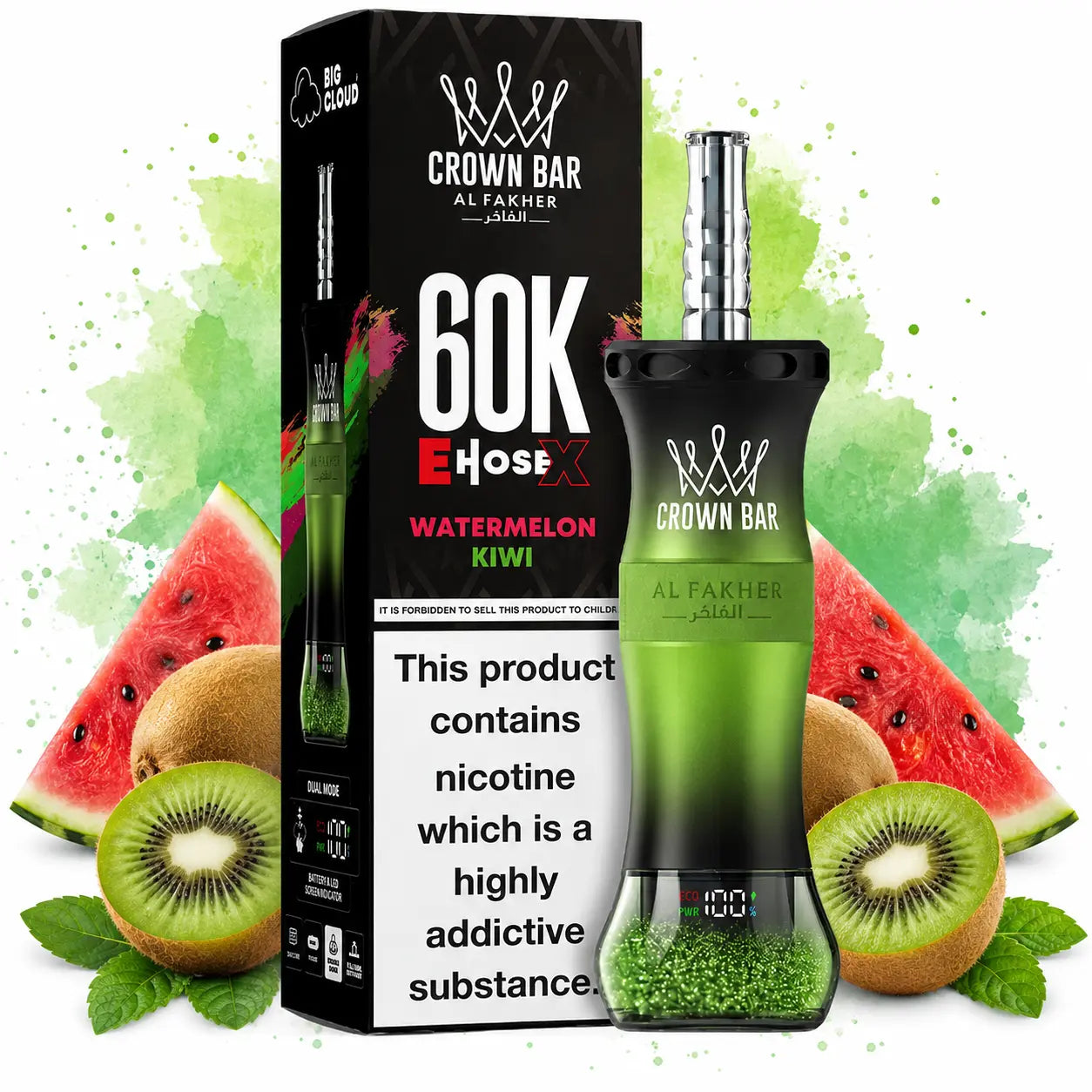 Crown Bar Al Fakher E-Hose X 60000 Watermelon Kiwi Maroc