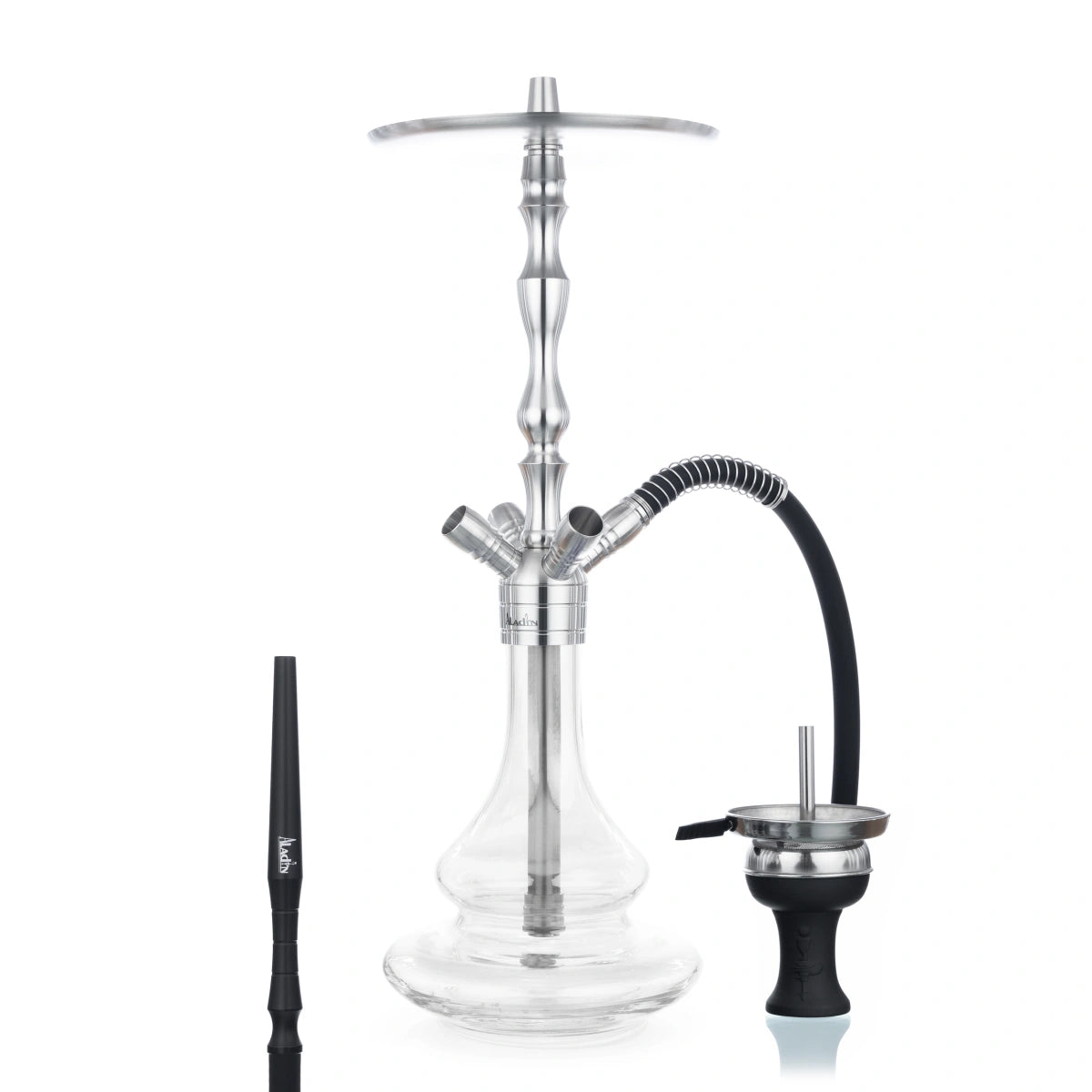 Chicha Aladin MVP 500 Full Shiny Clear Premium en acier inoxydable avec vase en verre transparent