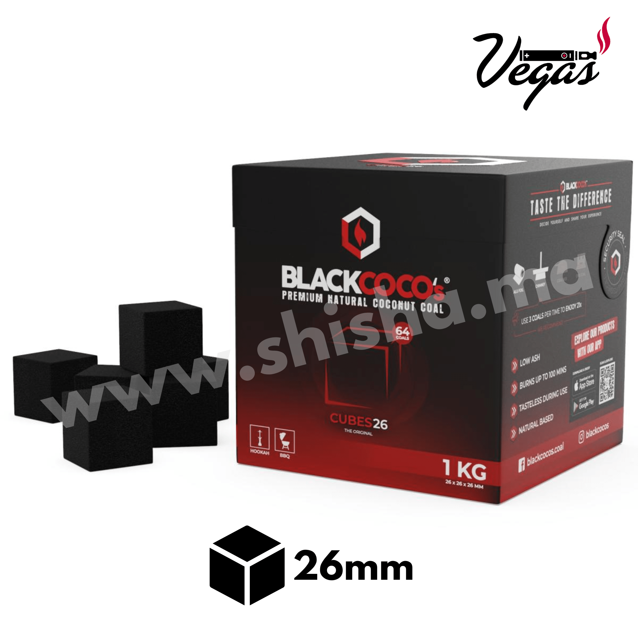 BLACKCOCO's CUBES 26mm 1Kg 64 pièces - shisha.ma