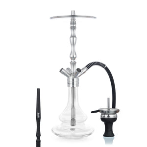 Chicha Aladin MVP 500 Full Shiny Clear Premium en acier inoxydable avec vase en verre transparent