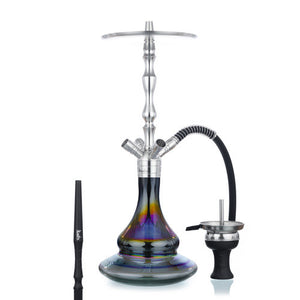 Chicha Aladin MVP 500 Full Shiny Black Premium en acier inoxydable avec vase en verre noir