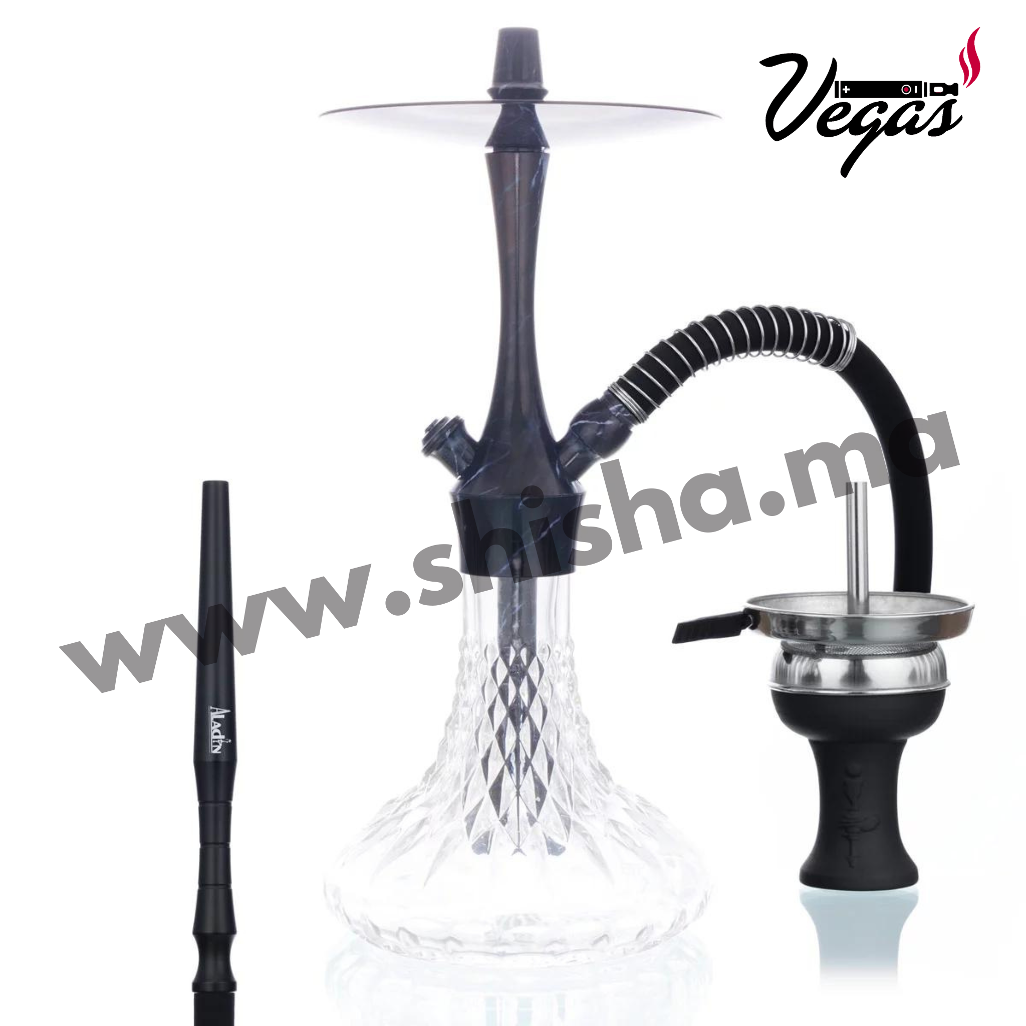 Chicha ALADIN ALUX 380 Marbre Noir - shisha.ma