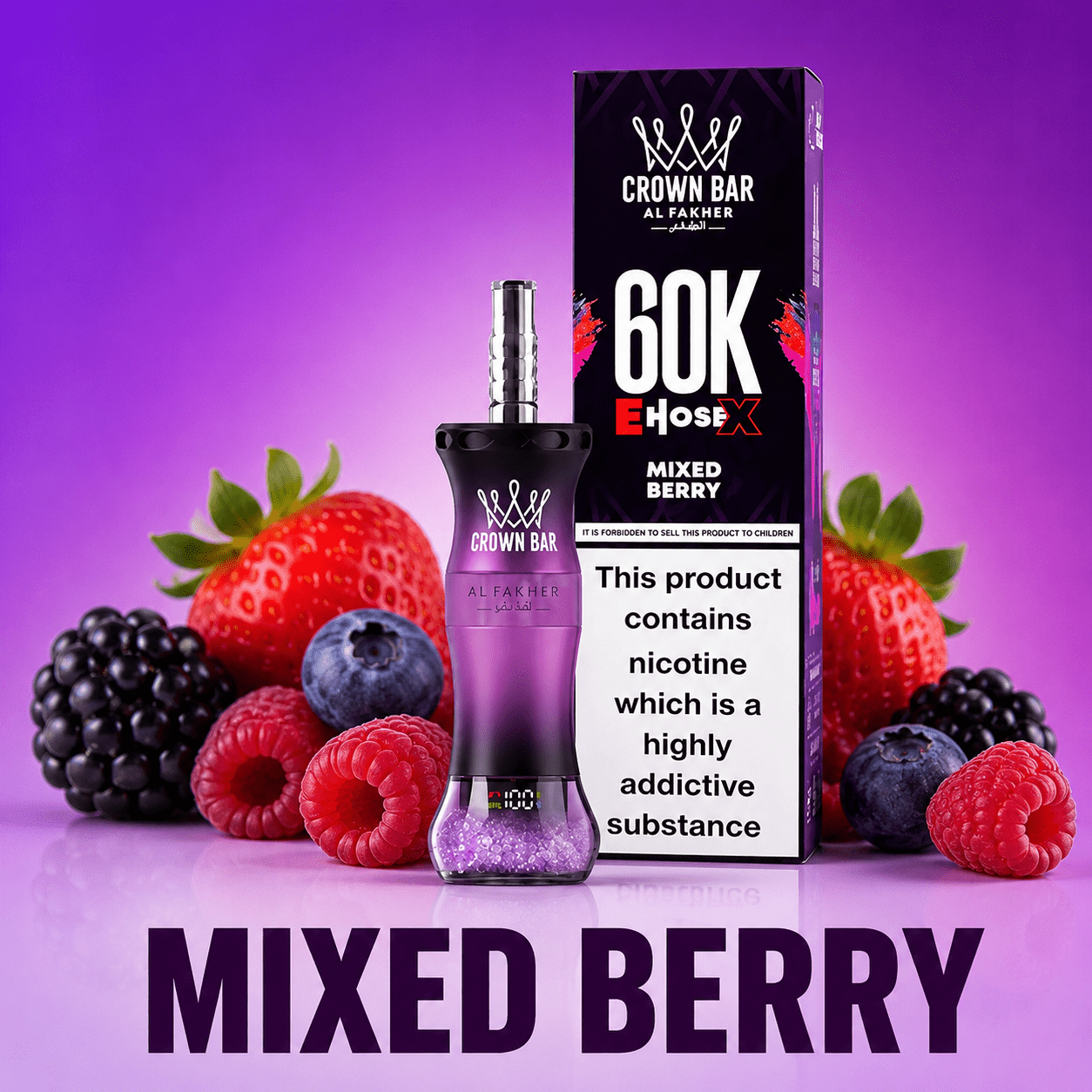 Crown Bar Al Fakher E - Hose 60000 Mixed Berry - shisha.ma