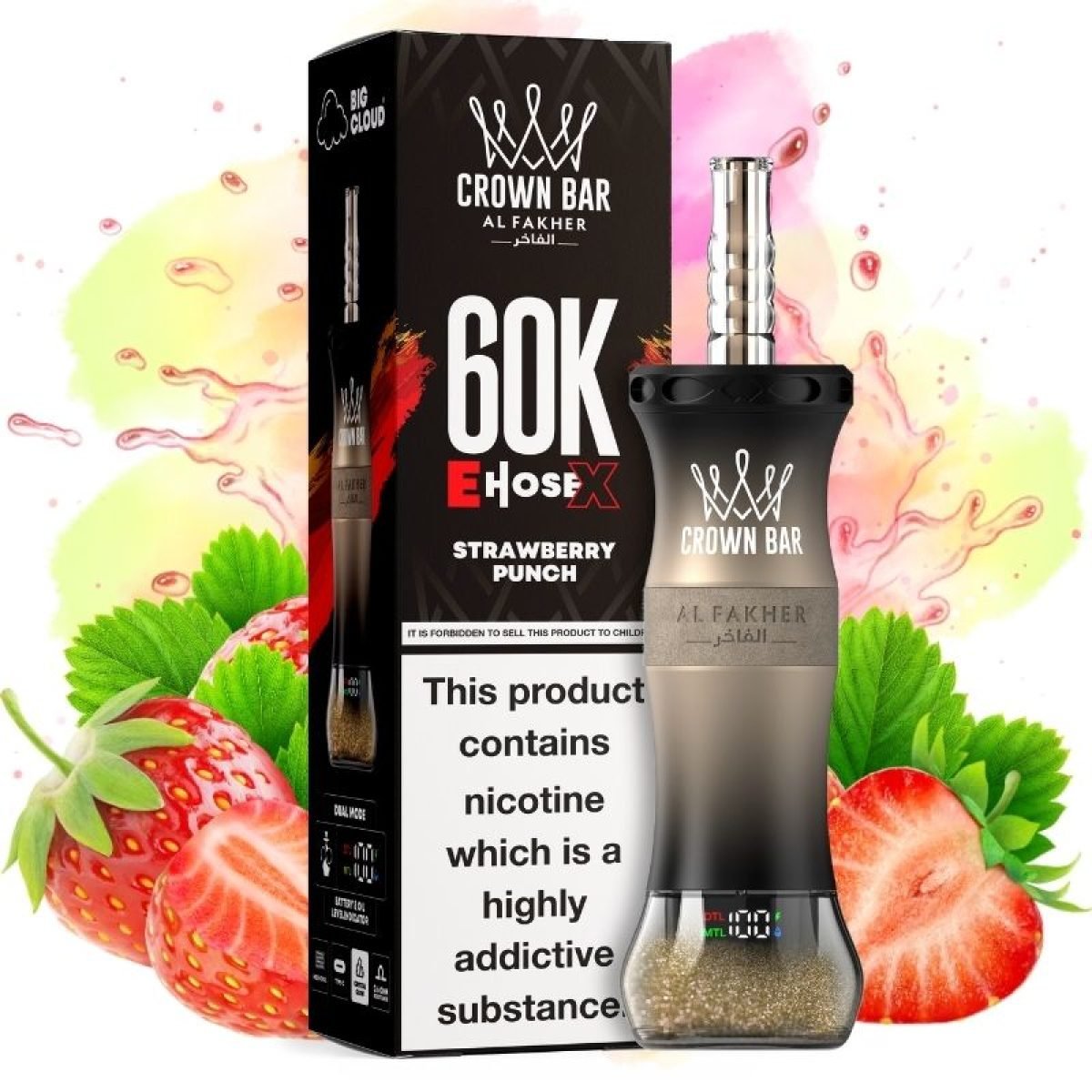 Crown Bar Al Fakher E-Hose 60k Strawberry Punch | shisha.ma